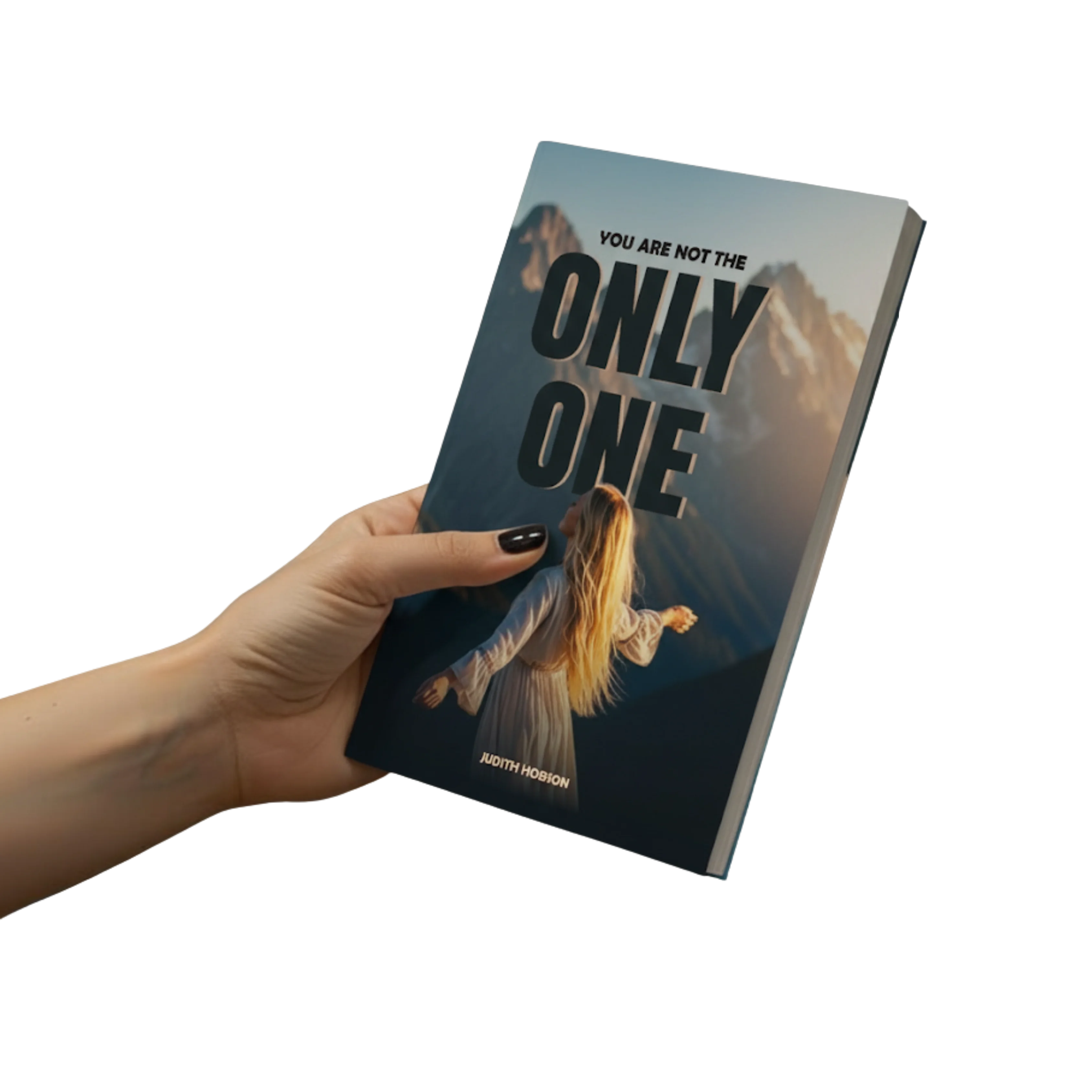 Hand holding the book 'You are not the only one'