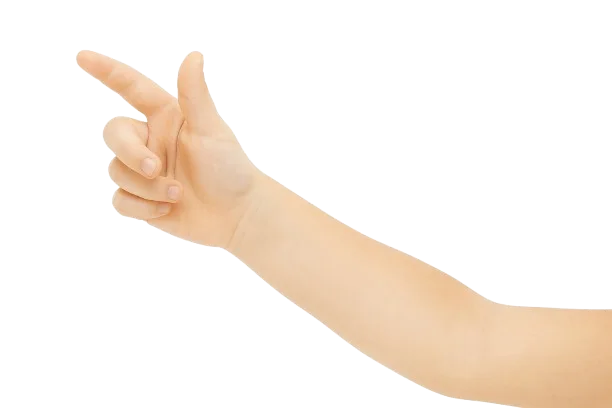 Hand reaching for the book